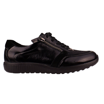 Waldlaufer Ladies Wide Fit Trainers - 815M01 - Black Patent