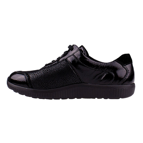 Waldlaufer Ladies Wide Fit Trainers - 815M01 - Black Patent