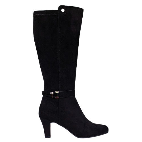 Redz Ladies Dressy Knee Boots - D6398 - Black Suede