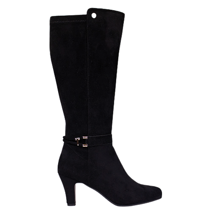 Redz Ladies Dressy Knee Boots - D6398 - Black Suede