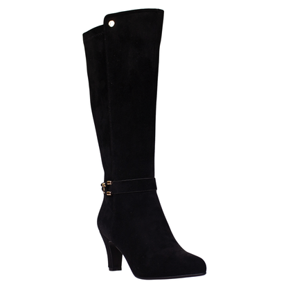 Redz Ladies Dressy Knee Boots - D6398 - Black Suede