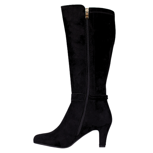 Redz Ladies Dressy Knee Boots - D6398 - Black Suede