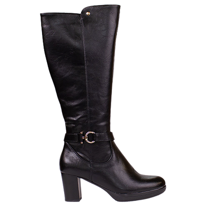 Patrizio Como Block Heeled Knee Boots - Linz - Black