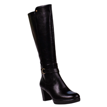 Patrizio Como Block Heeled Knee Boots - Linz - Black