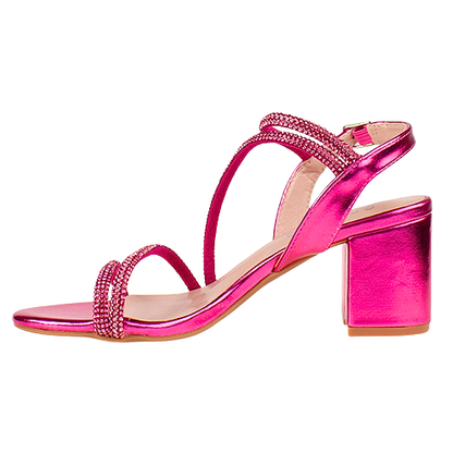 Sorento Ladies Block Heeled Sandals - Dell Lea - Fuchsia