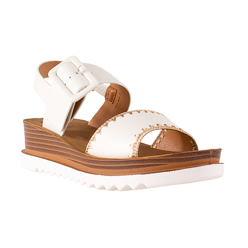 Heavenly Feet Ladies Wedge Sandals - Anya - White