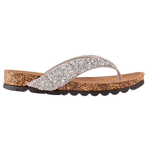 Heavenly Feet Ladies Toe Post Sandals - Crocus - Silver