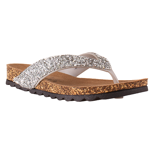 Heavenly Feet Ladies Toe Post Sandals - Crocus - Silver