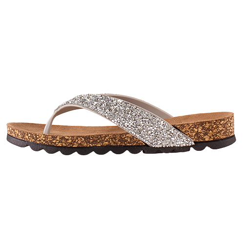 Heavenly Feet Ladies Toe Post Sandals - Crocus - Silver