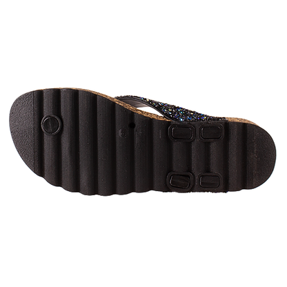 Heavenly Feet Ladies Toe Post Sandals - Crocus - Black