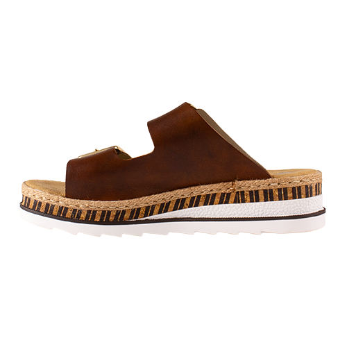 Rieker Ladies Wedge Mules - V7955 - Brown