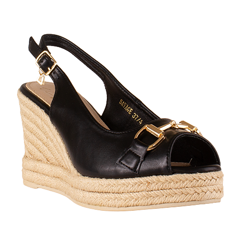Una Healy Wedge Sandals - Savage - Black