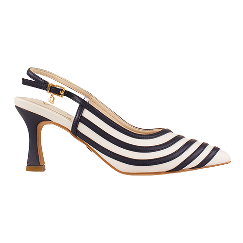 Una Healy Dressy Heeled Sling Backs - Holiday Road - Navy/White
