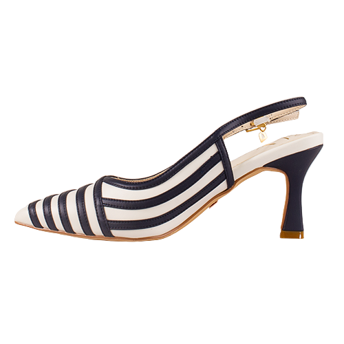 Una Healy Dressy Heeled Sling Backs - Holiday Road - Navy/White