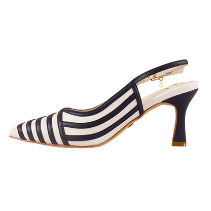 Una Healy Dressy Heeled Sling Backs - Holiday Road - Navy/White