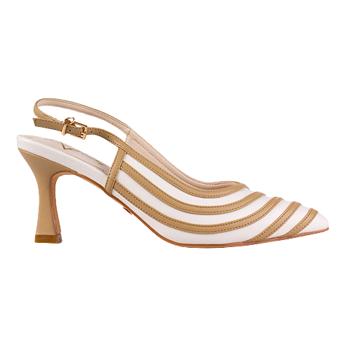 Una Healy Dressy Heeled  Sling Backs - Holiday Road - Beige/White