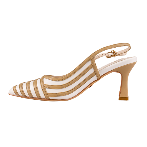 Una Healy Dressy Heeled  Sling Backs - Holiday Road - Beige/White