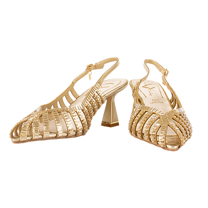 Una Healy Dressy Heeled Slingbacks - Cold Heart - Gold