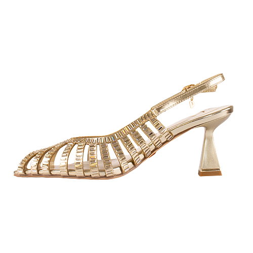 Una Healy Dressy Heeled Slingbacks - Cold Heart - Gold