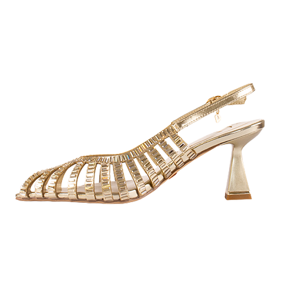 Una Healy Dressy Heeled Slingbacks - Cold Heart - Gold