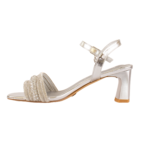 Una Healy Block  Heeled Sandals- Fantasy - Silver