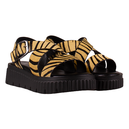 Una Healy Ladies Chunky Sandals - Replay - Beige/Animal Print