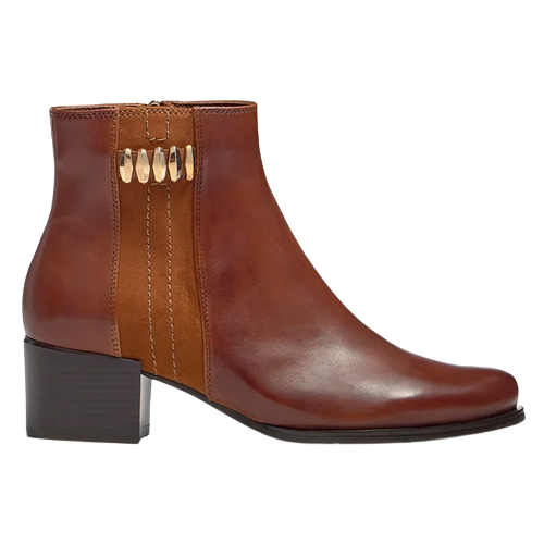 Regarde Le Ciel Block Heeled Ankle Boots - Jolene-26 - Tan