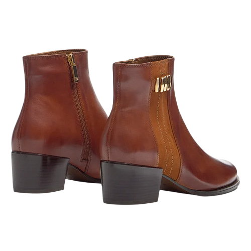 Regarde Le Ciel Block Heeled Ankle Boots - Jolene-26 - Tan