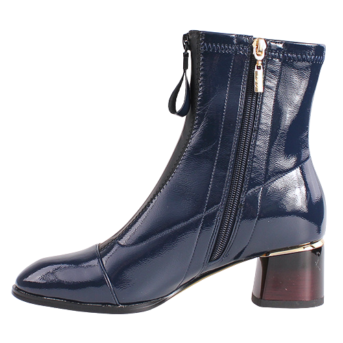 Kate Appleby Block Heeled Ankle Boots - Greenhill - Navy Patent