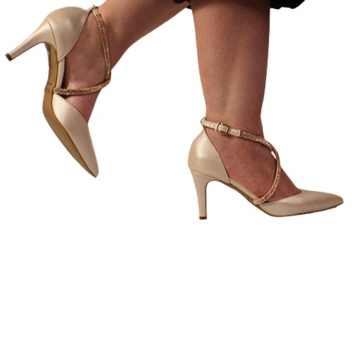 Emis Dressy Heeled Pumps  - 8126 - Cream Leather