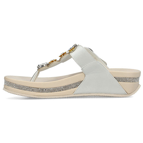 Rieker Ladies Toe Post Sandals - V1461-90 - Pearl
