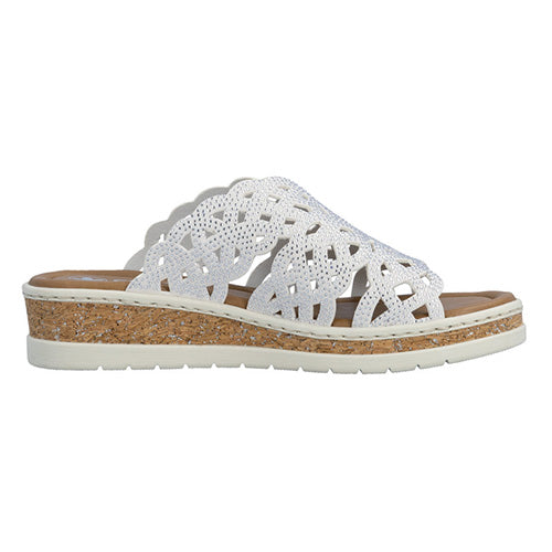 Rieker Ladies Wedge Mules - V4189 - Off White