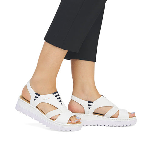 Rieker Ladies Platform Sandals - V44Y5-80 - White