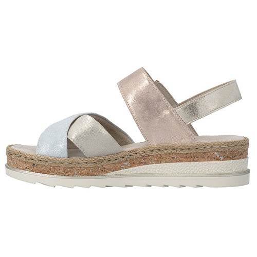Rieker Ladies Wedge Sandals - V7951-00 - Beige/Rose