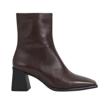 Brown leather ankle boot on a white background