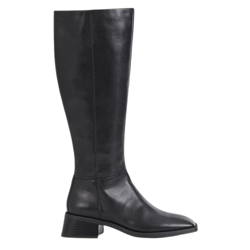 Black knee-high boot on a white background