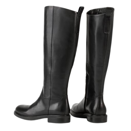 Pair of black knee-high boots on a white background
