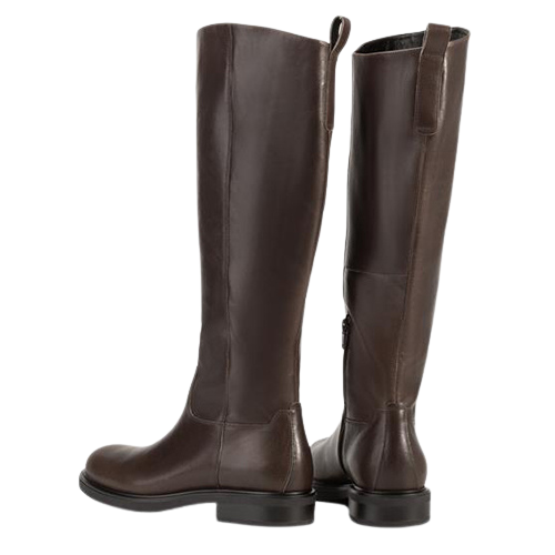 Pair of brown knee-high boots on a white background