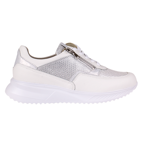 Waldlaufer Ladies Extra Wide Fit Shoes  - 617K01 - White/Silver