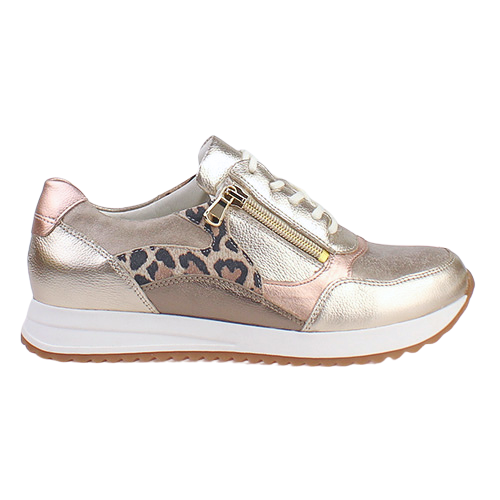 Waldlaufer Ladies Trainers - 752016 - Gold/Leopard
