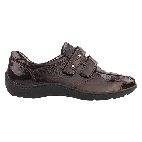 Waldlaufer Ladies Wide Fit Cross Strap Shoes - 496301 - Burgundy