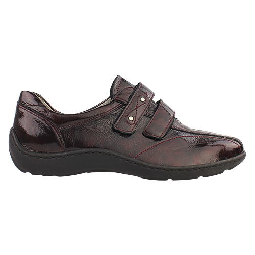 Waldlaufer Ladies Wide Fit Cross Strap Shoes -  496301 - Burgundy