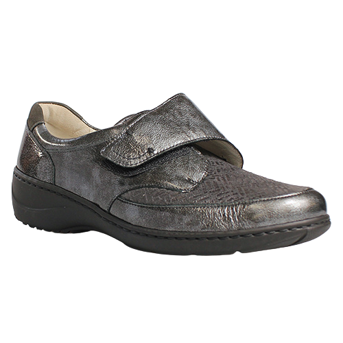 Waldlaufer Ladies Wide Fit Trainer - 607K31 - Grey Patent