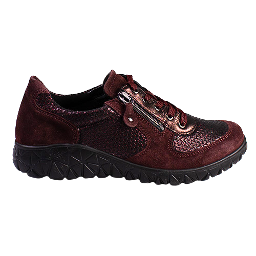 Waldlaufer Ladies Wide Fit Trainers - H89001 - Burgundy