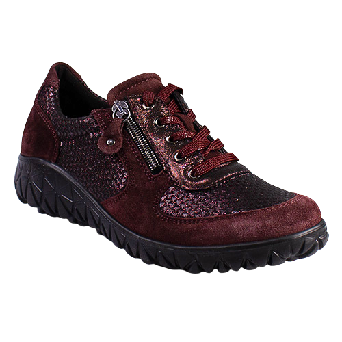 Waldlaufer Ladies Wide Fit Trainers - H89001 - Burgundy