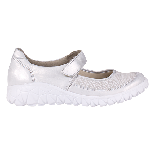 Waldlaufer Ladies Wide Fit Velcro Strap Shoes - 389H31 - Silver