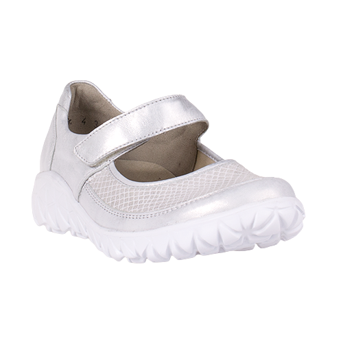 Waldlaufer Ladies Wide Fit Velcro Strap Shoes - 389H31 - Silver