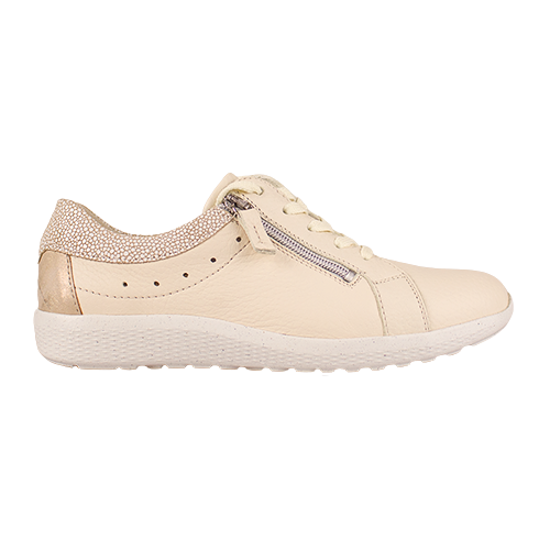 Beige sneaker with a zipper on a white background