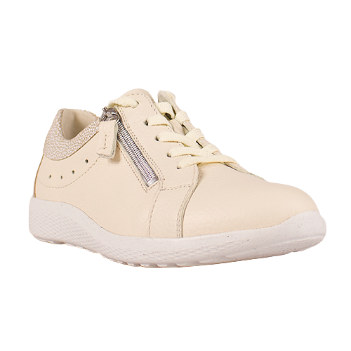 Beige sneaker with a zipper on a white background