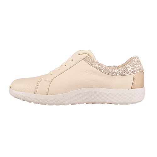 Beige sneaker with white sole on a white background